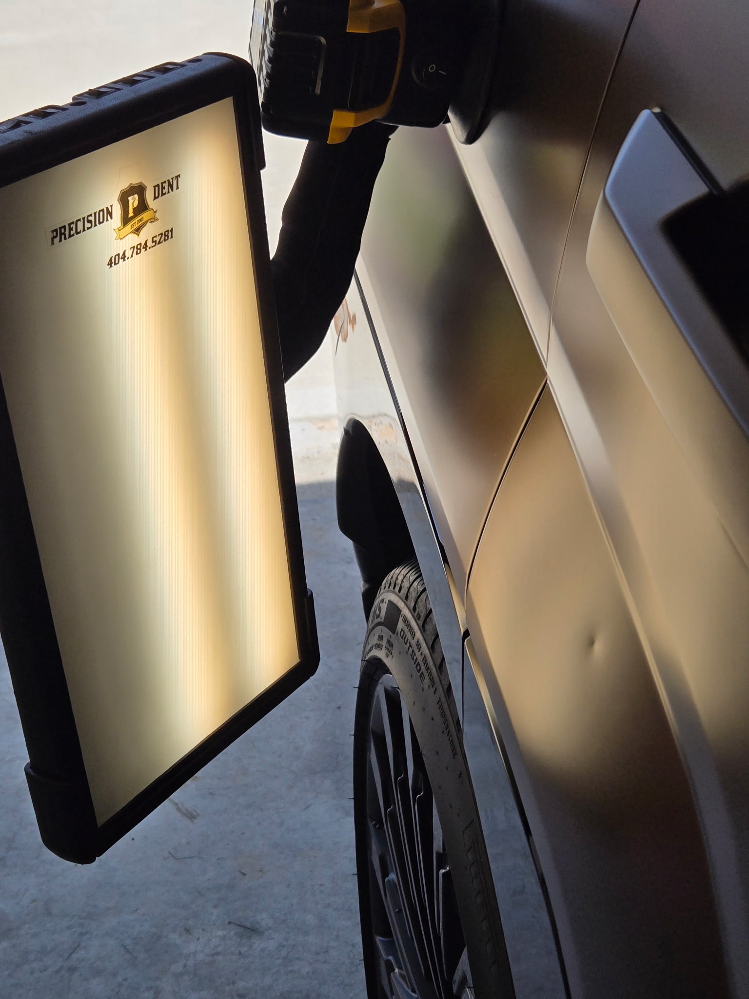 Car dent repair close-up